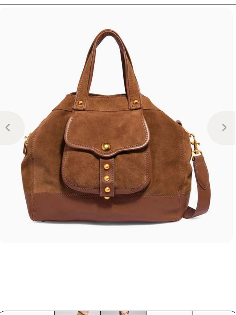 Aimee Kestenberg Tan Brown Suede Leather Shoulder Bag with Brass Accents - Picture 2 of 15